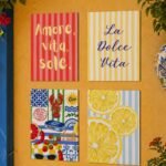 Blue Tile Pattern Table Mat Set